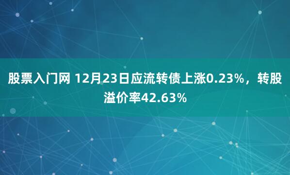 股票入门网 12月23日应流转债上涨0.23%，转股溢价率42.63%